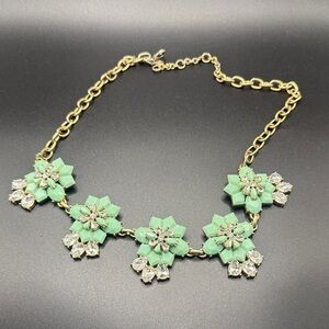 J.CREW Crystal Statement Turquoise Necklace Gold tone chain
